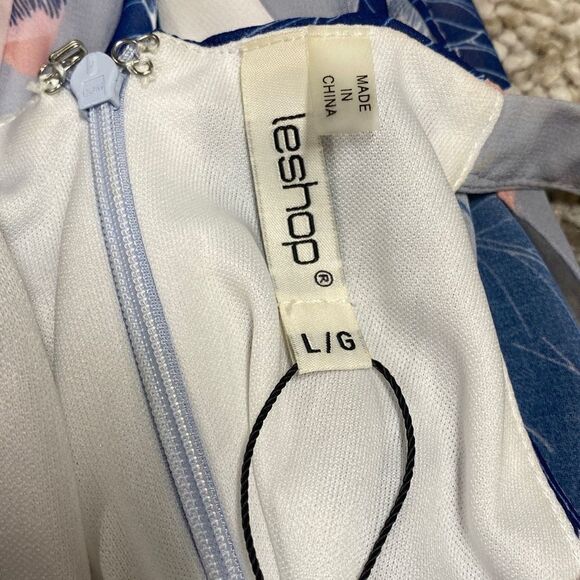 LeShop Blue Floral Halter Tulip Dress Size Large NWT - Picture 6 of 8